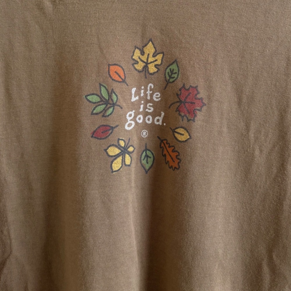 Life is Good Womens Brown Fall Leaves Long Sleeve Crusher Tee Relaxed Fit Medium - Picture 4 of 7